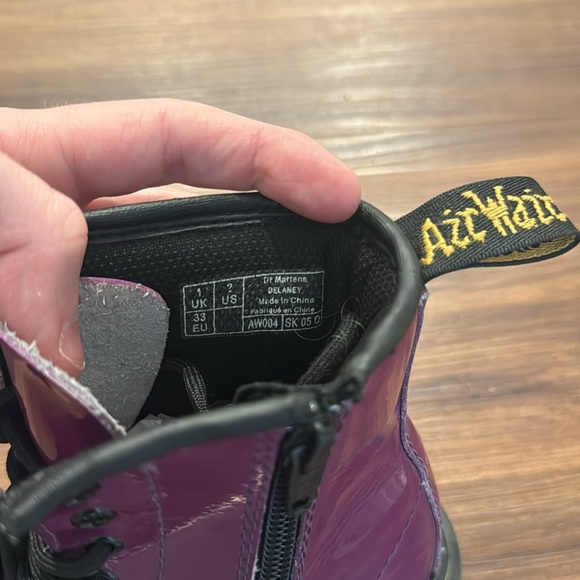 Dr Martens Delaney Purple Combat Boots Girls Sz 2 - Picture 7 of 8